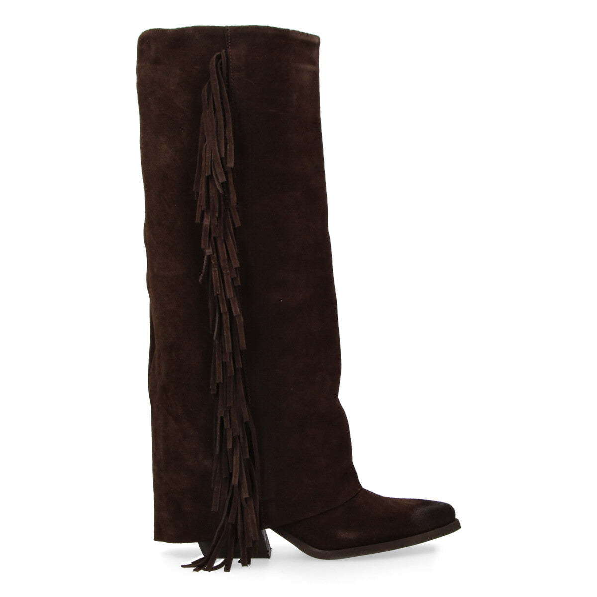 Ovyè stivale con frange in camoscio testa di moro