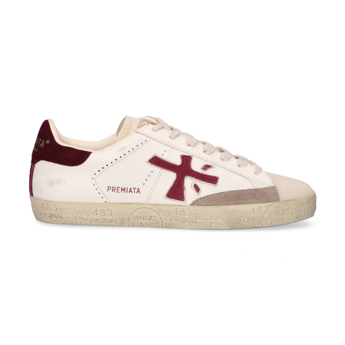 Premiata sneaker Stevend pelle bianca bordeaux