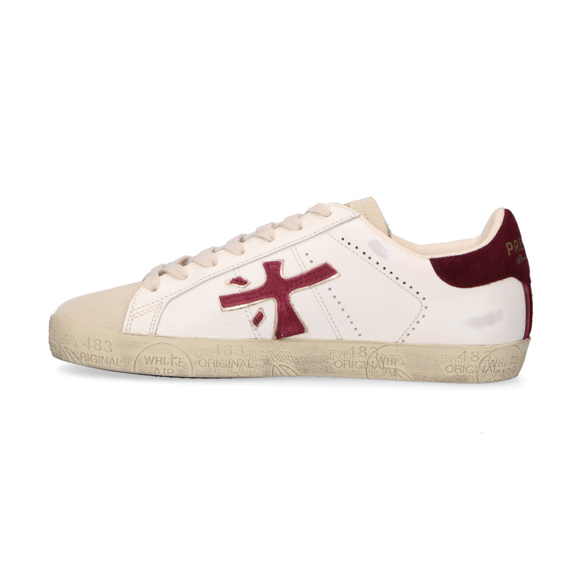 Premiata sneaker Stevend pelle bianca bordeaux