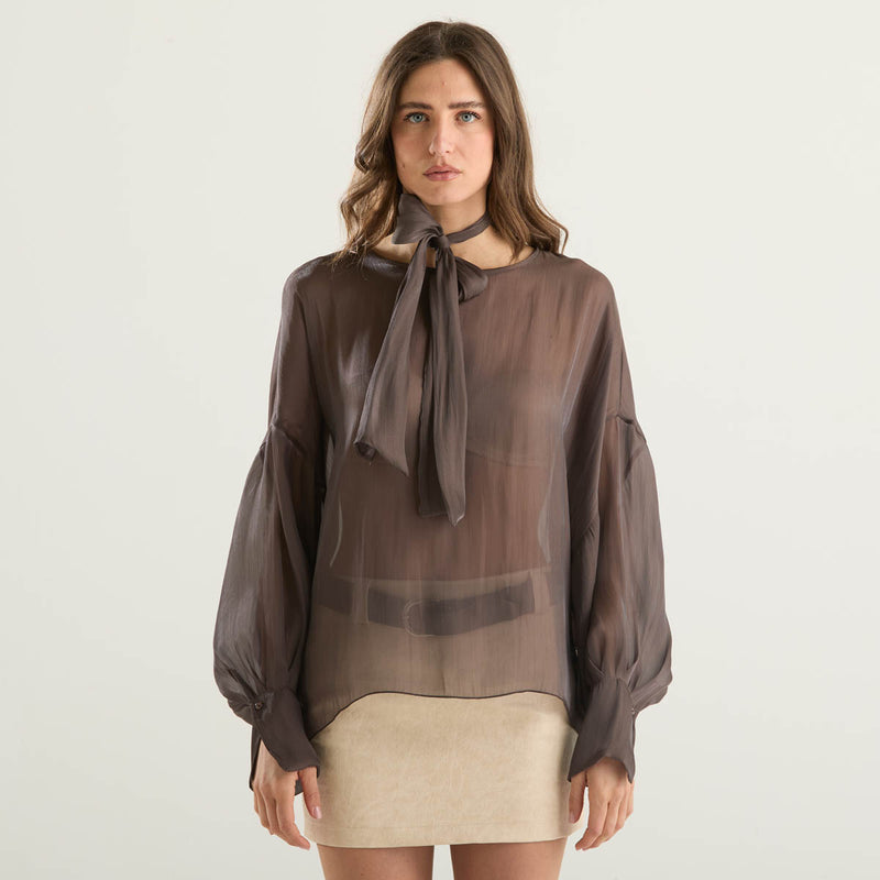 Souvenir camicia con fiocco marrone