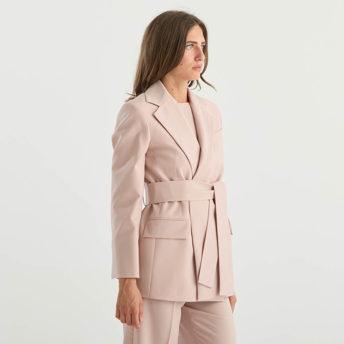 MaxMara giacca con fusciacca in tessuto rosa