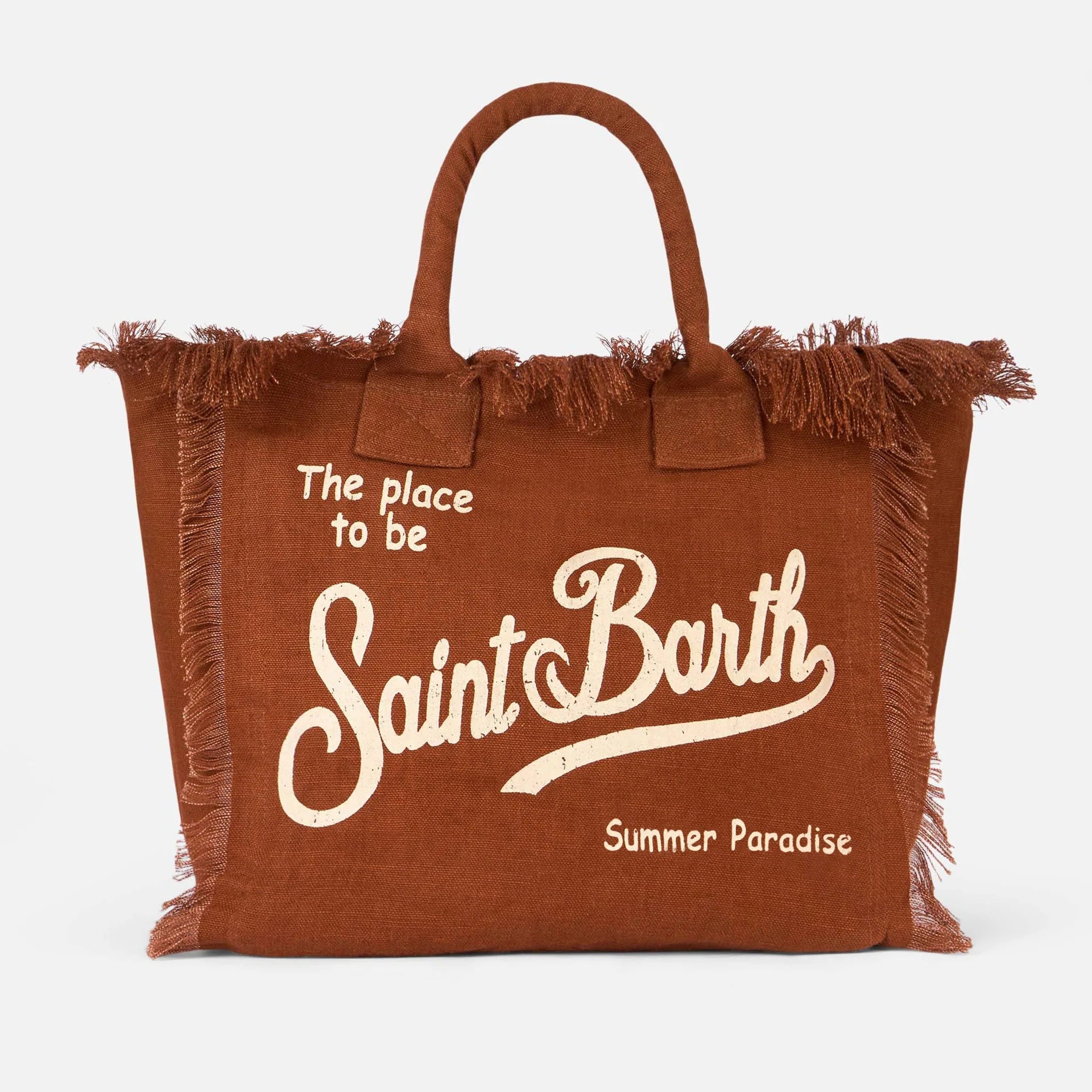 Mc2 Saint Barth borsa Vanity in lino marrone