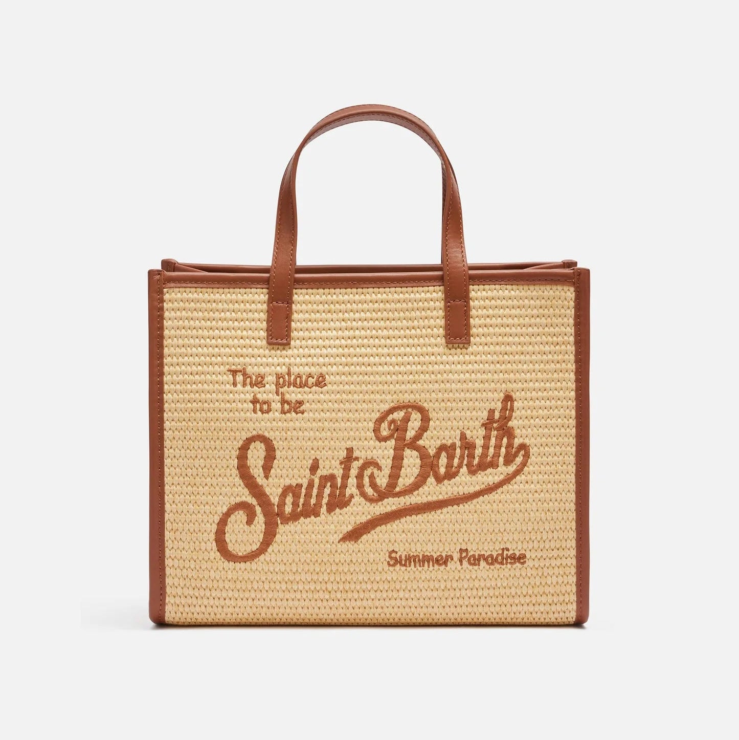 Mc2 Saint Barth borsa vivian mid straw cuoio