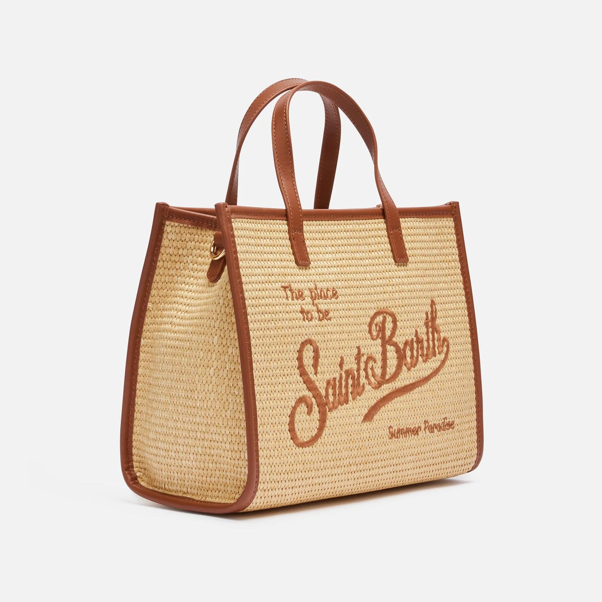 Mc2 Saint Barth borsa vivian mid straw cuoio