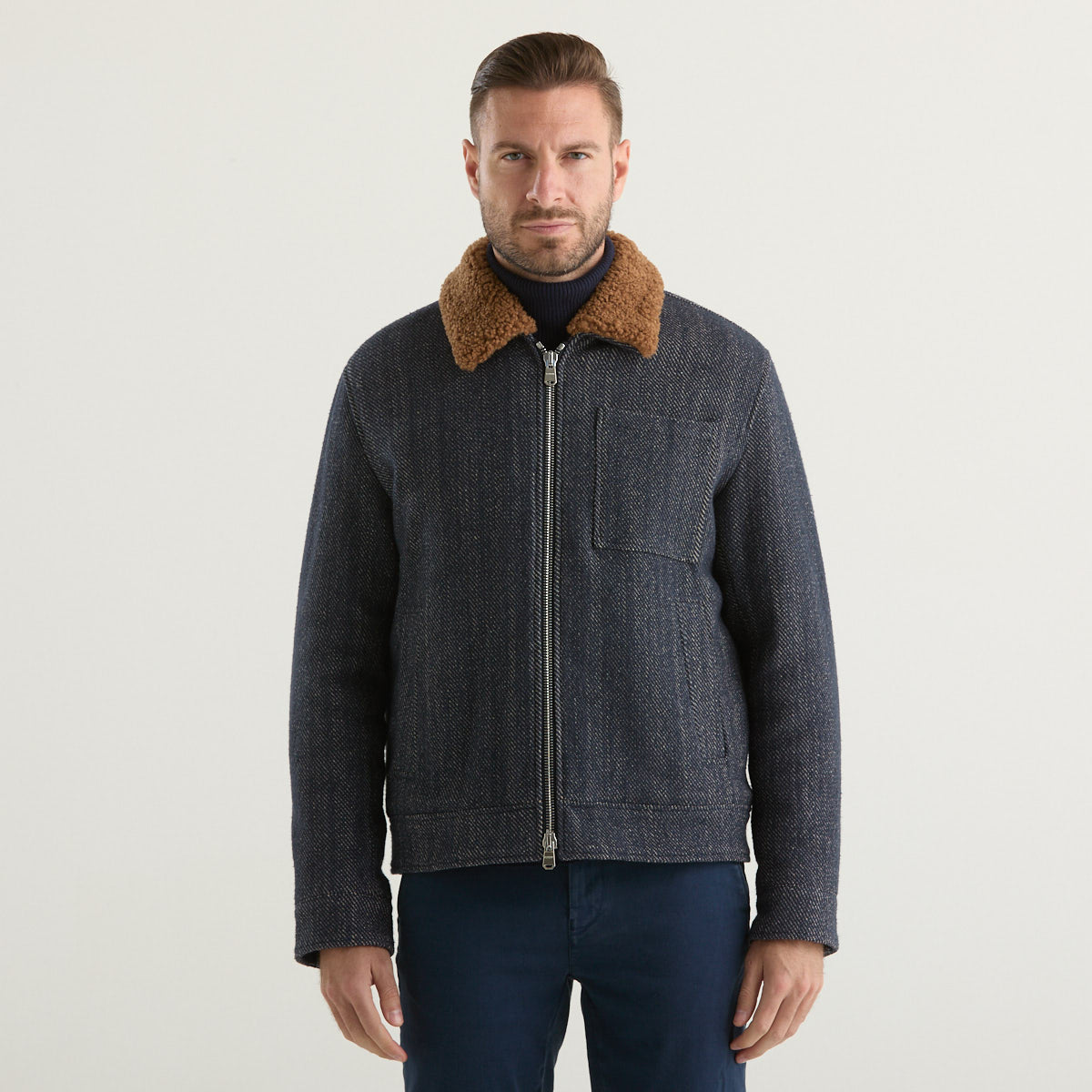 Dondup montone in tessuto blu spinato