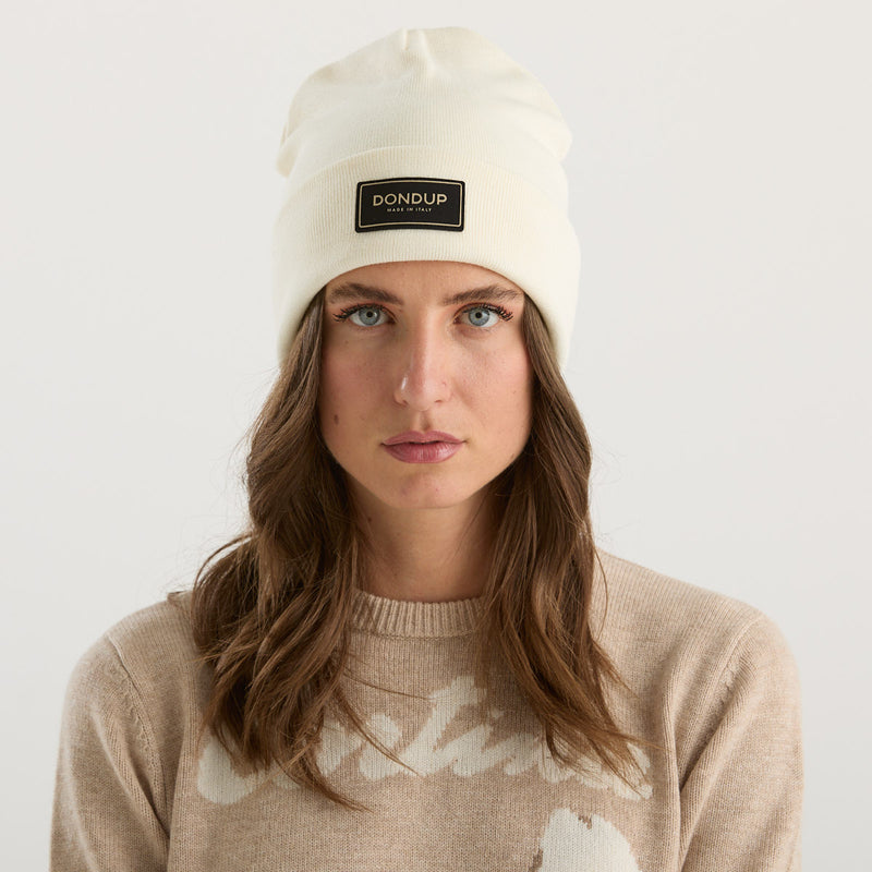 Dondup berretto logato panna