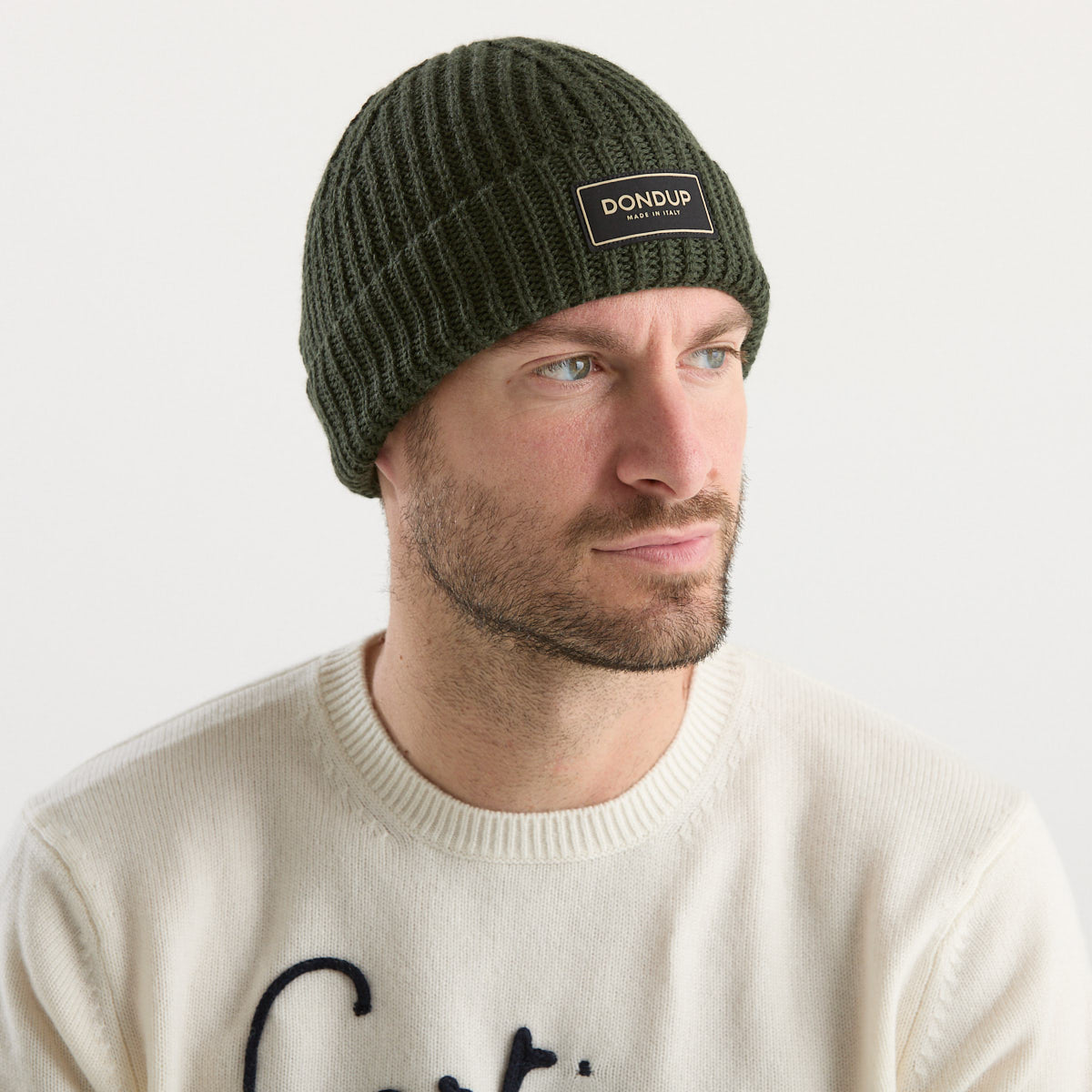 Dondup berretto logato a coste verde