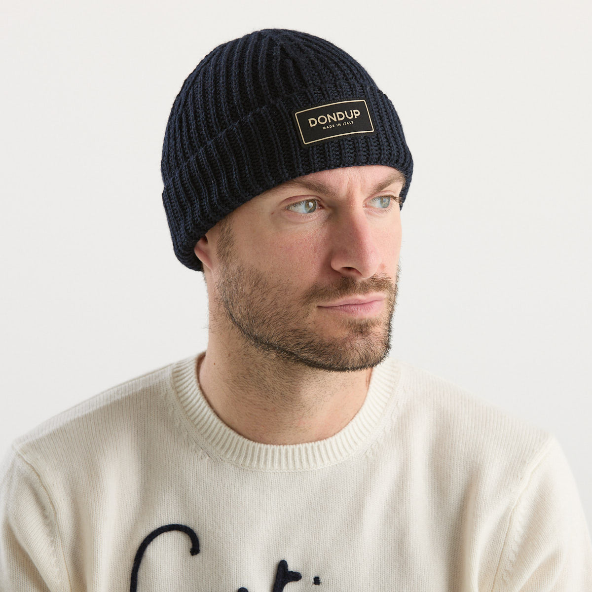 Dondup berretto logato a coste blu