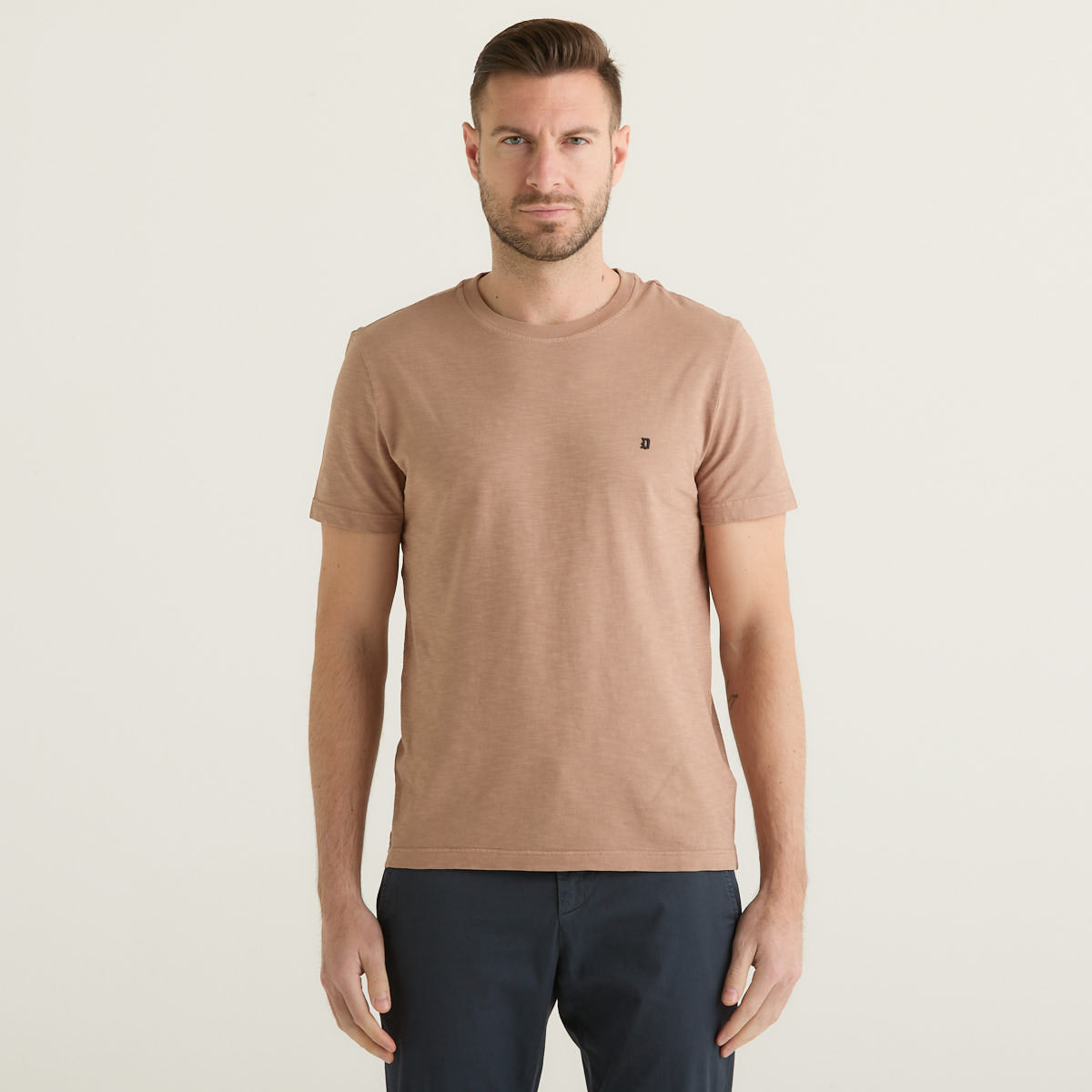 Dondup t-shirt basic in tessuto nocciola