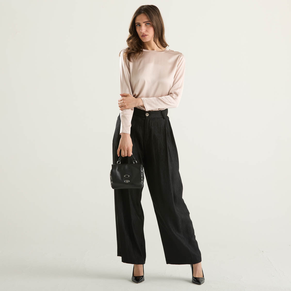 Philia Loft pantalone elegante in tessuto nero