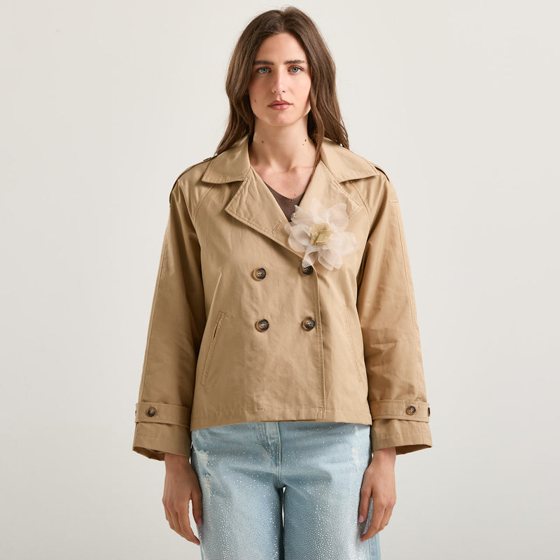Philia Loft trench corto in tessuto beige
