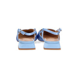 Alma en Pena scarpa chanel raso strass azzurro