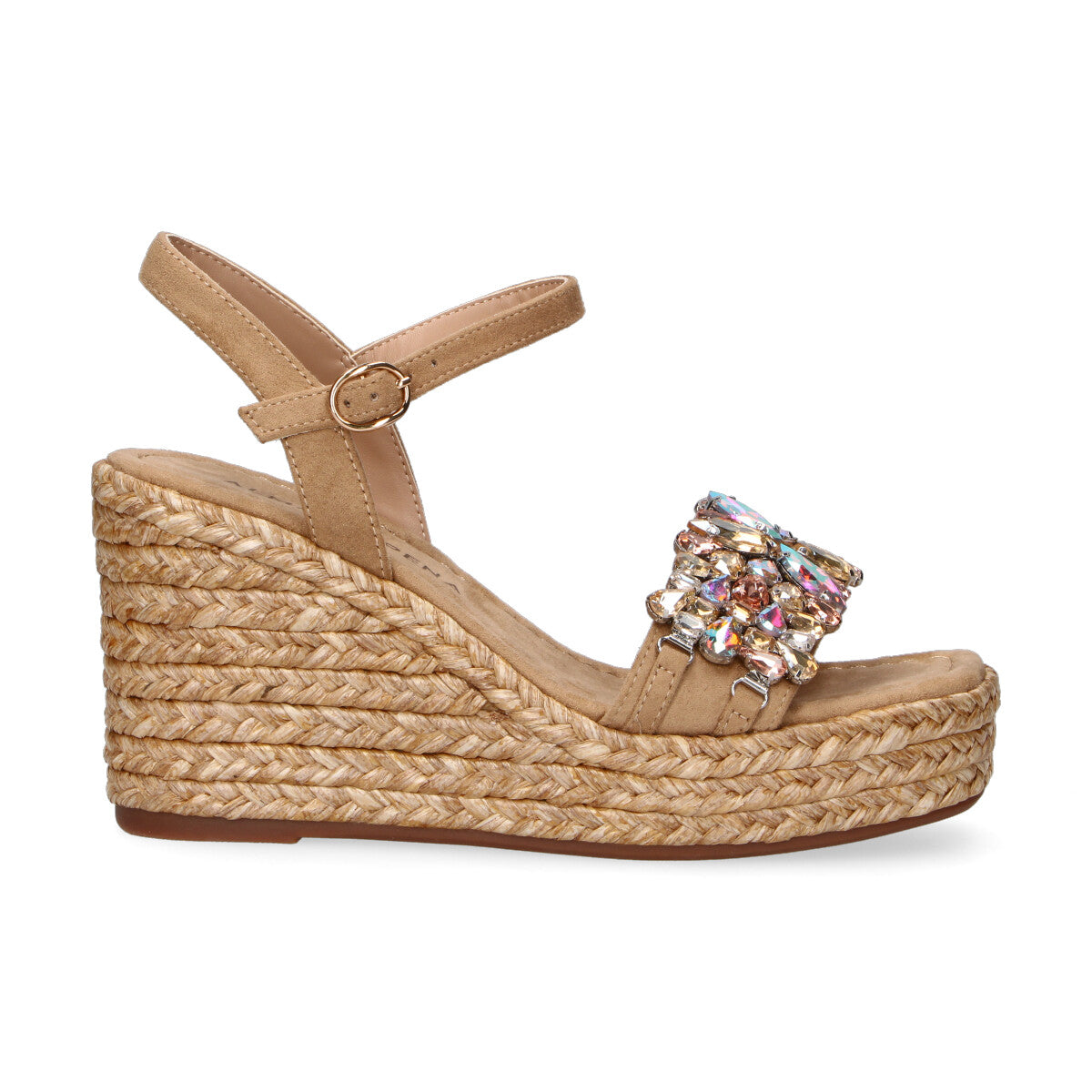 Alma En Pena sandalo con gioielli camoscio beige