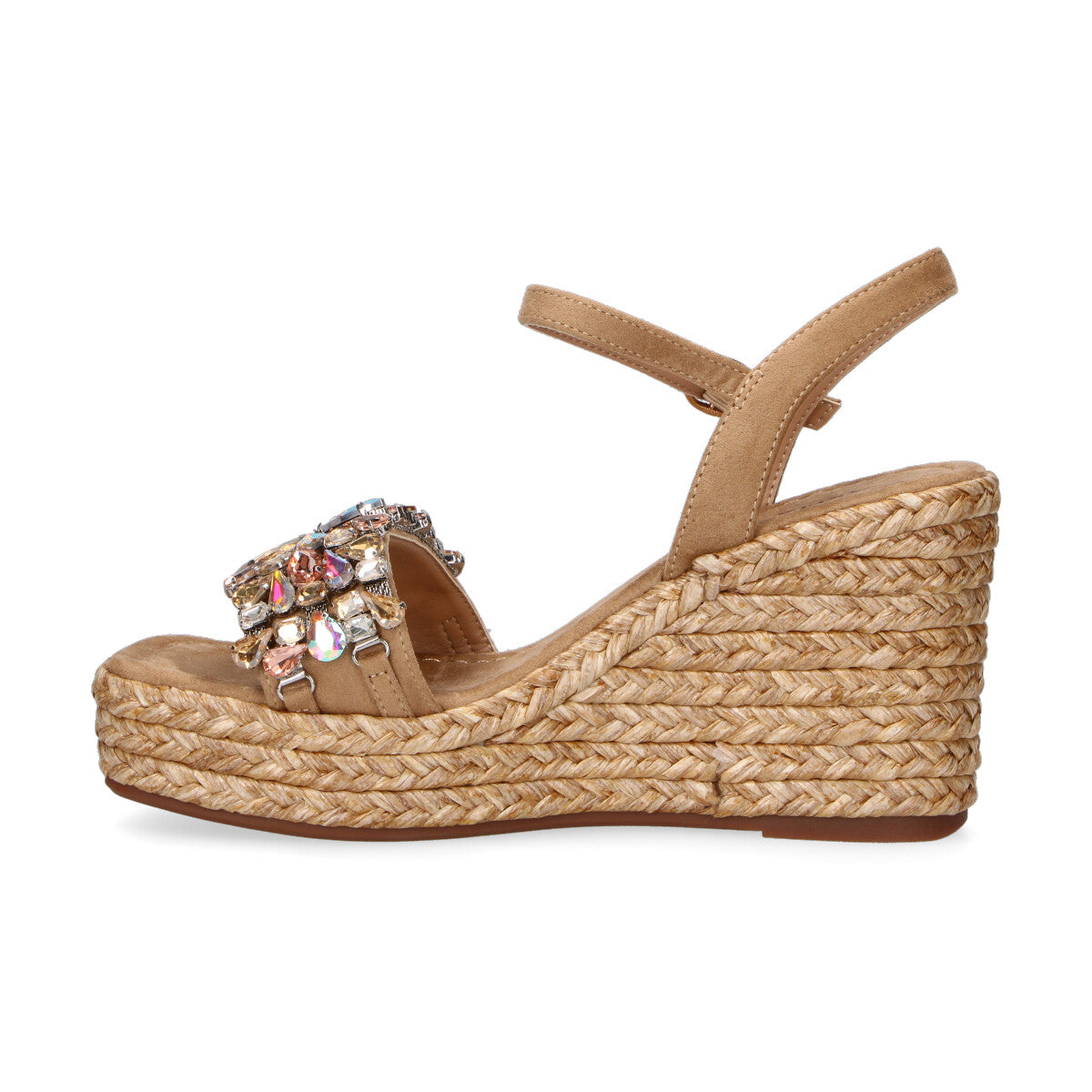 Alma En Pena sandalo con gioielli camoscio beige