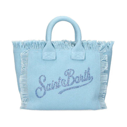 Mc2 Saint Barth borsa Vanity azzurra logo strass