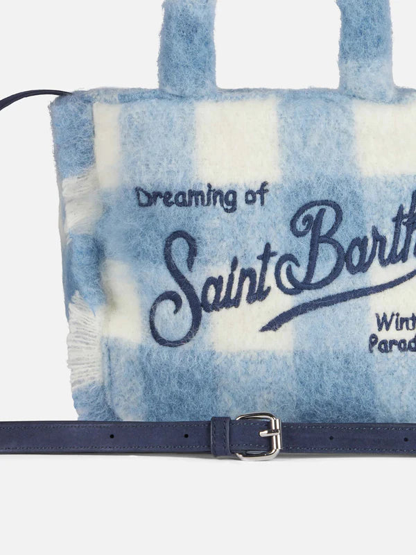 Mc2 Saint Barth borsa vanity mini vichy azzurra