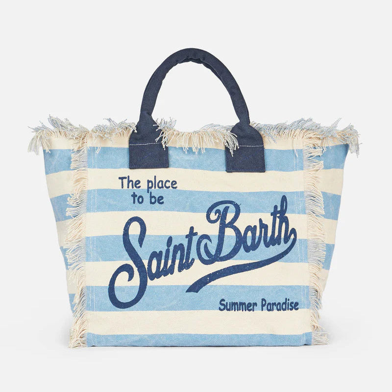Mc2 Saint Barth borsa Vanity stripes azzurre