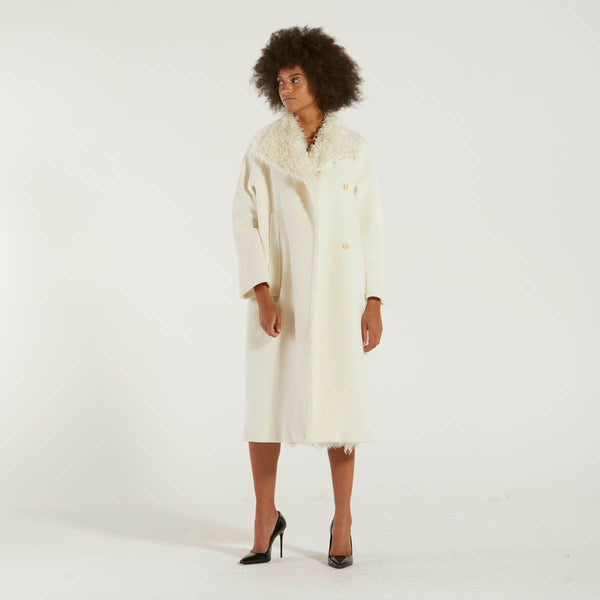 MaxMara cappotto in beaver di lana bianco