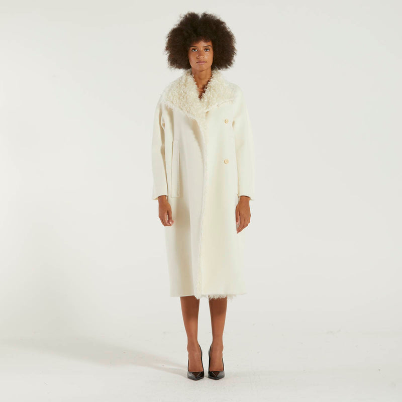MaxMara cappotto in beaver di lana bianco