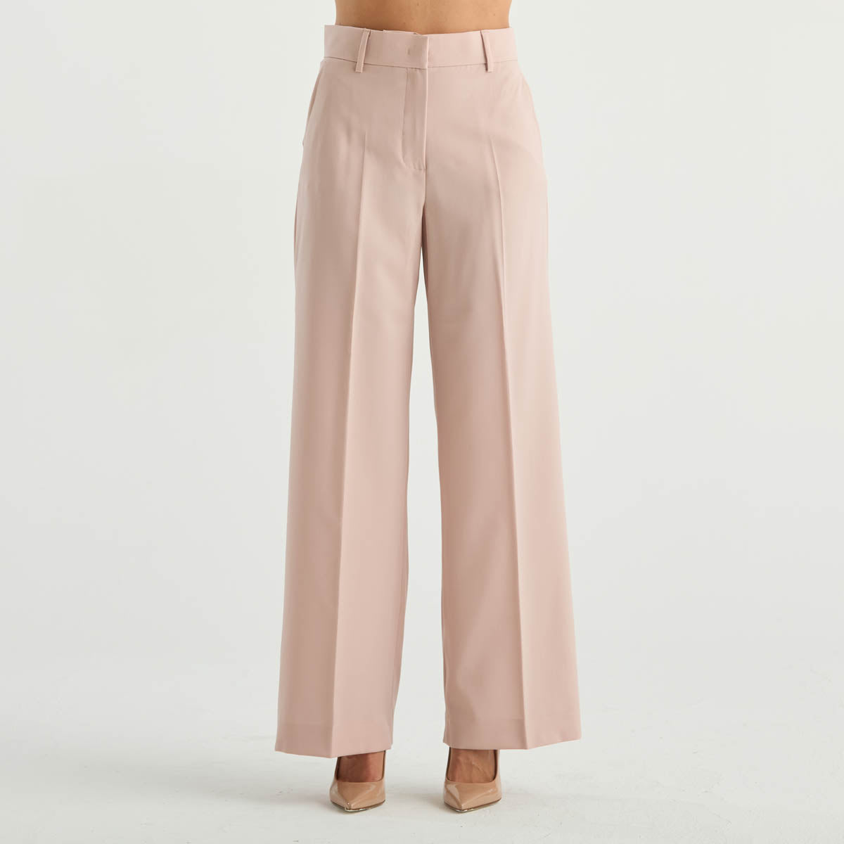 Maxmara pantalone elegante in tessuto rosa