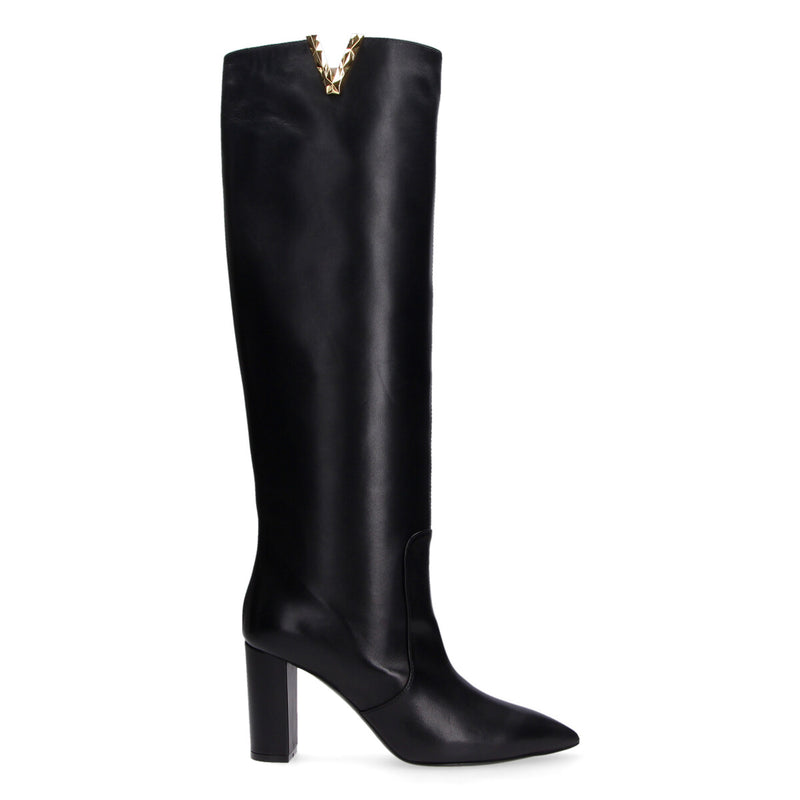 Via Roma 15 stivale con tacco v oro smerigliata