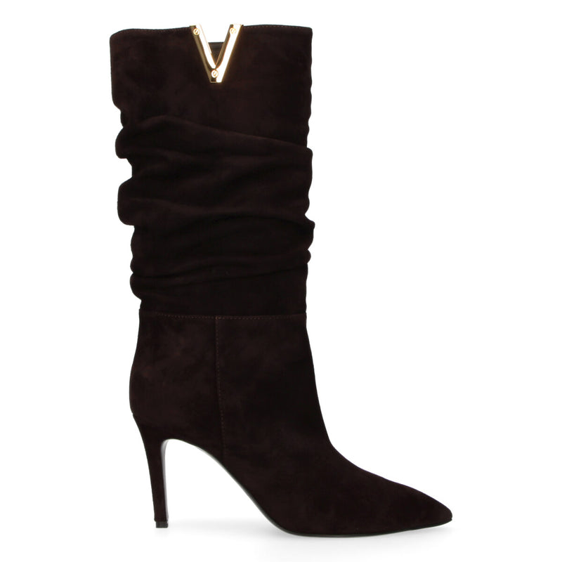 Via Roma 15 stivale con tacco in camoscio tdm