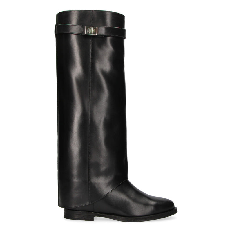 Via Roma 15 stivale rovesciato lucchetto pelle ner