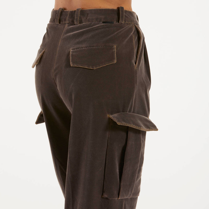 RRD pantalone cargo in velluto marrone