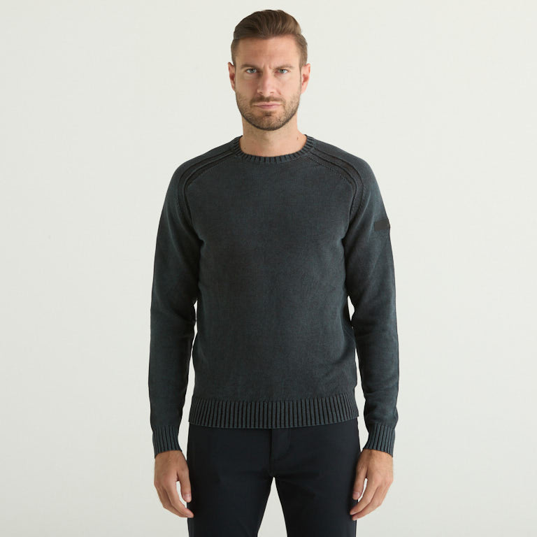 RRD maglia girocollo in cotone blu slavato