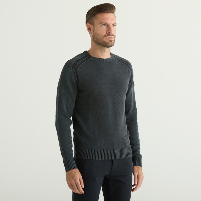 RRD maglia girocollo in cotone blu slavato