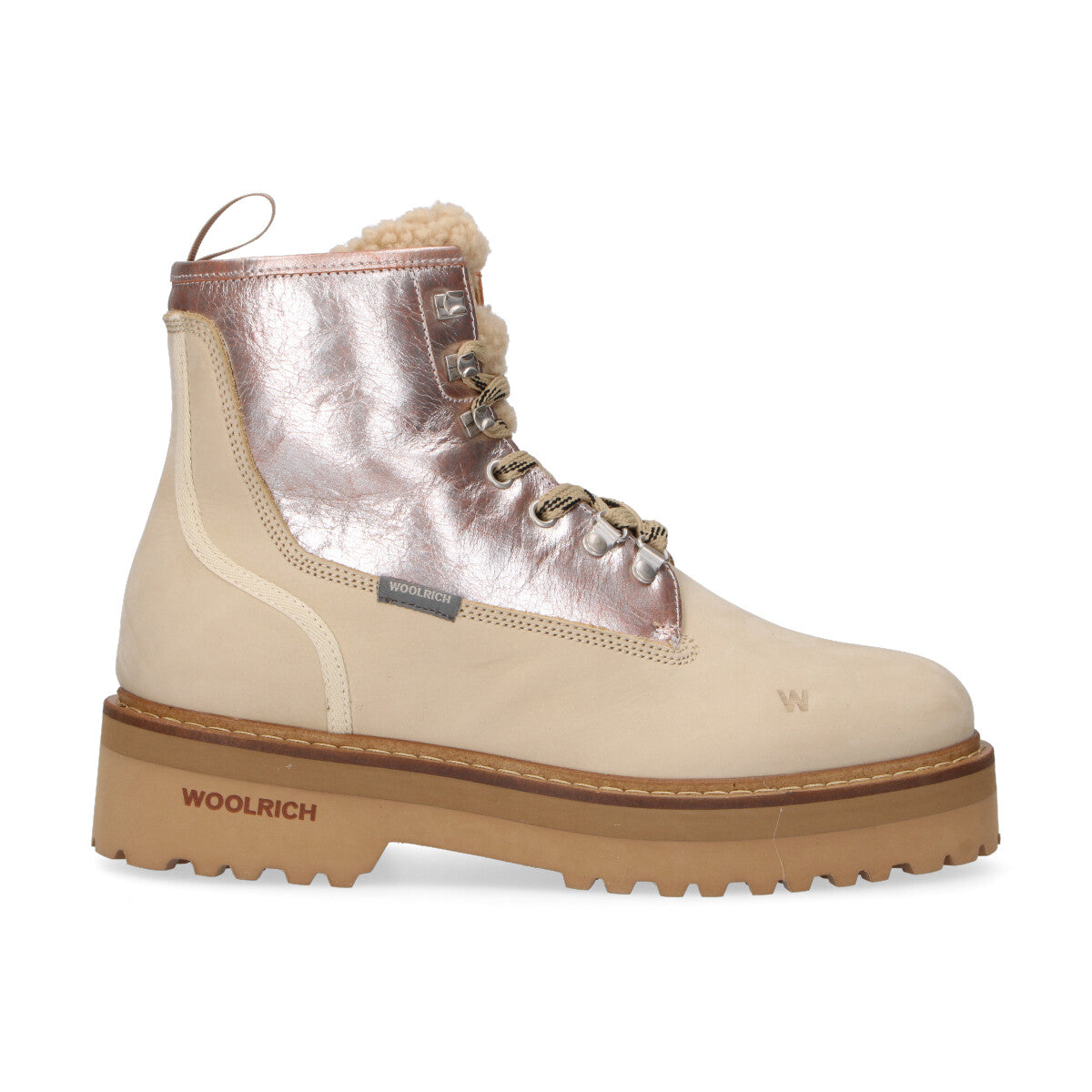 Woolrich Anfibi Main in pelle argento nabuk beige