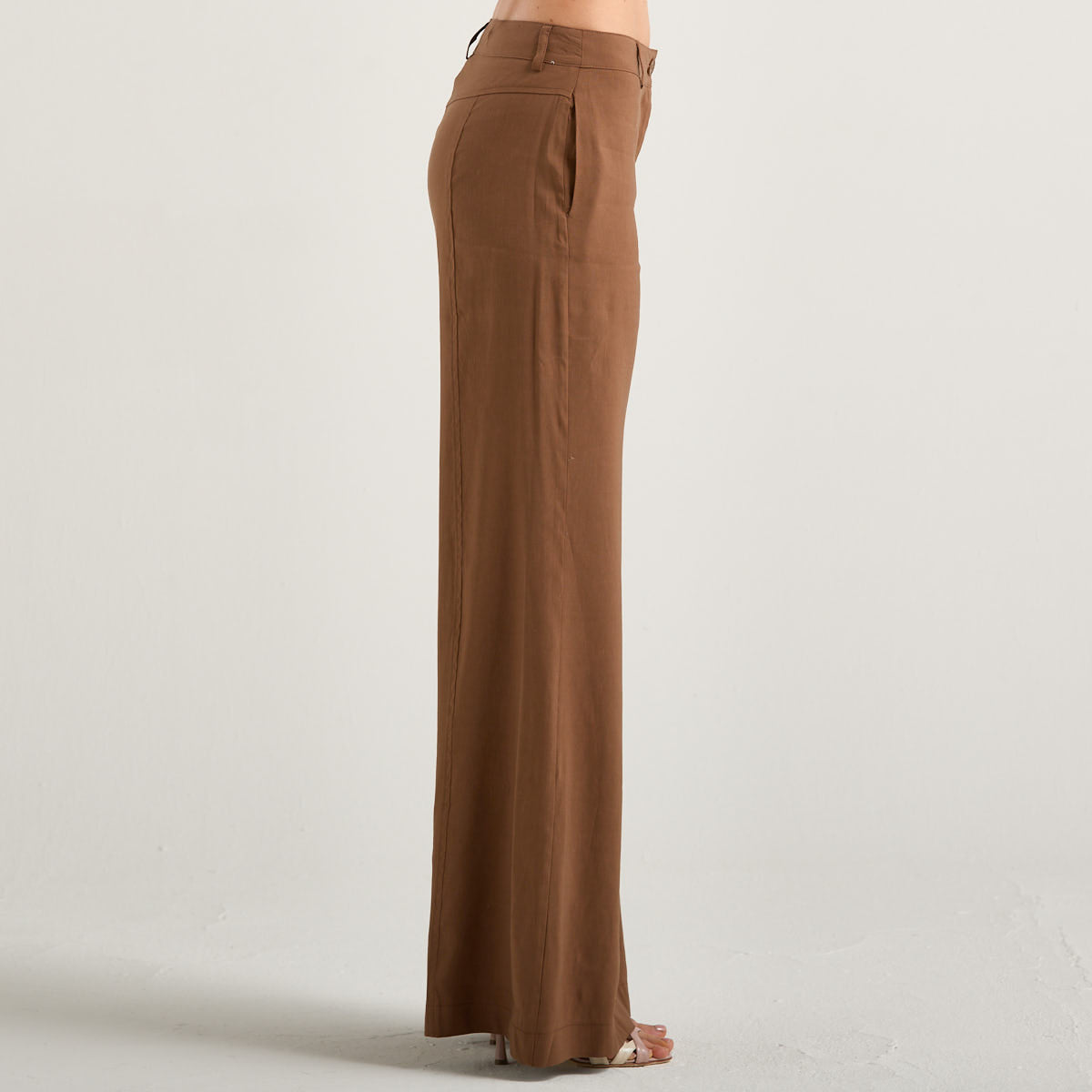 Souvenir pantalone a palazzo lino/viscosa cammello