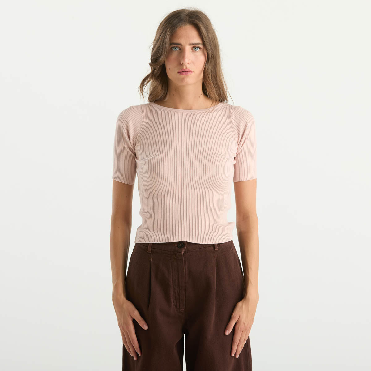 Maxmara maglia in viscosa rosa cipria
