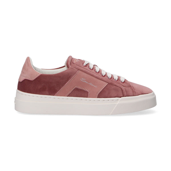 Santoni sneaker low top velluto nabuk rosa