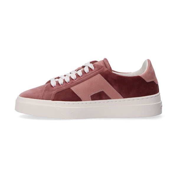 Santoni sneaker low top velluto nabuk rosa