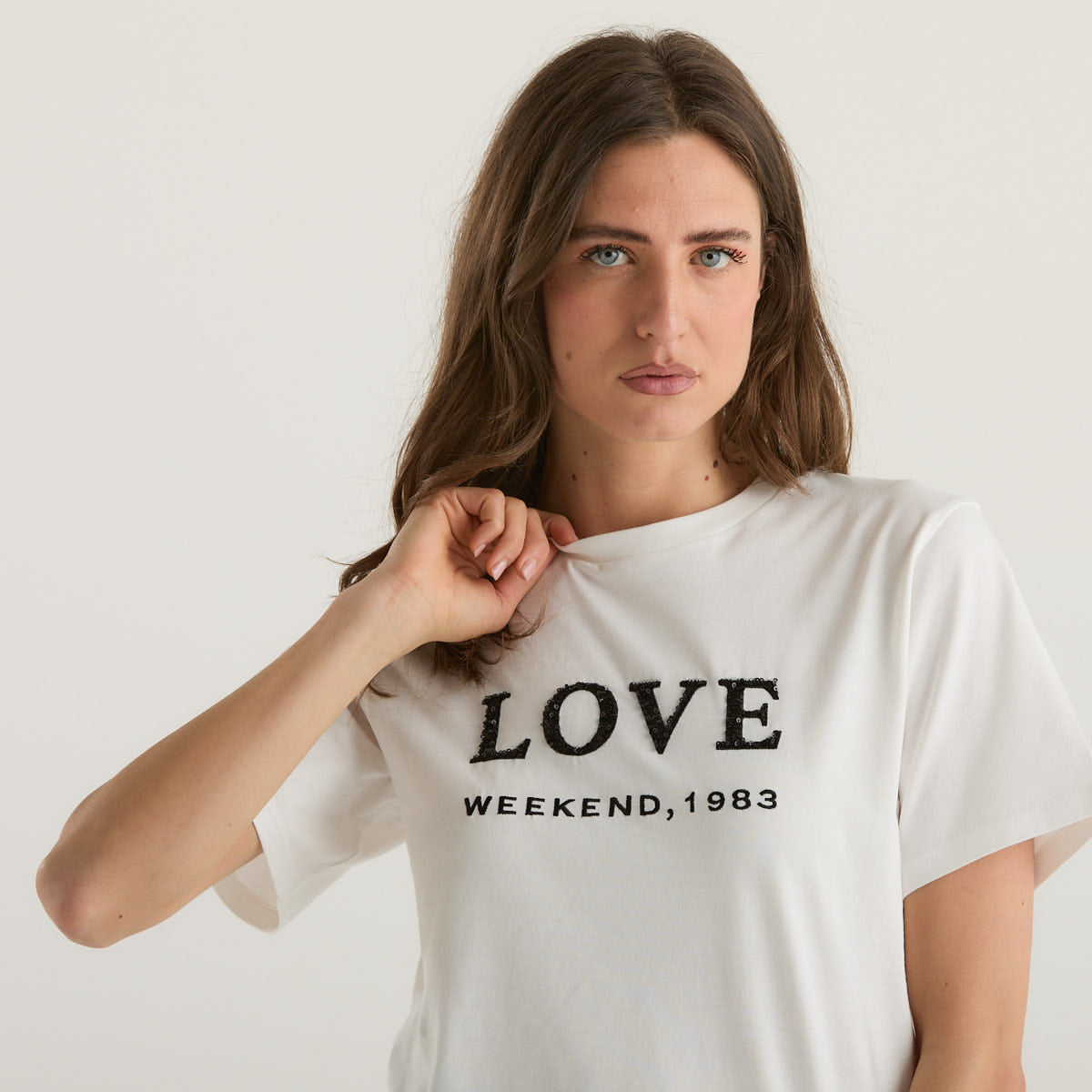 MaxMara t-shirt in jersey bianca stampa Love