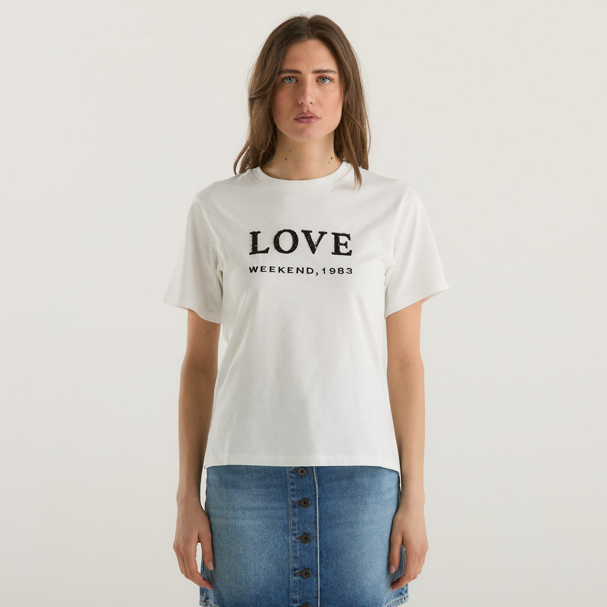 MaxMara t-shirt in jersey bianca stampa Love