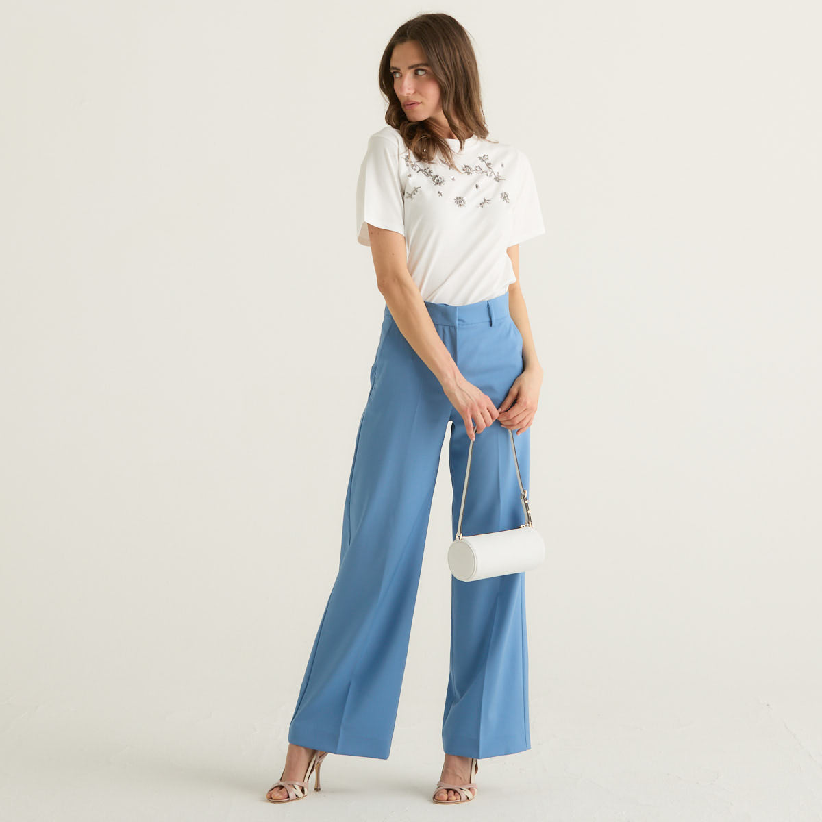 MaxMara t-shirt in jersey bianca con ricami