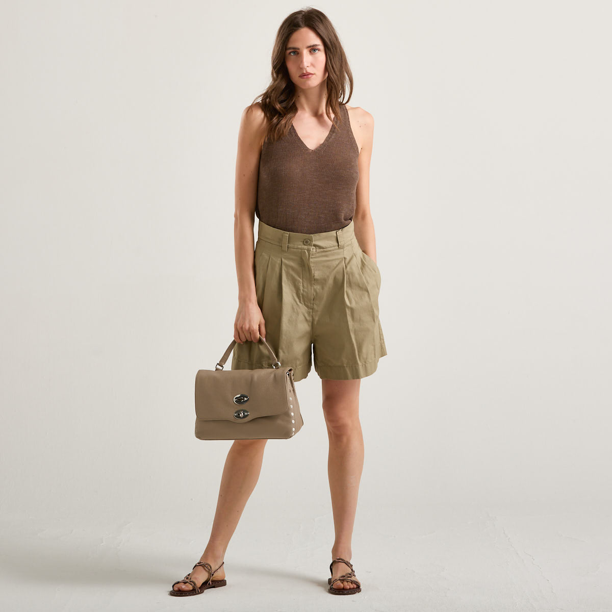 Maxmara bermuda in tessuto oliva