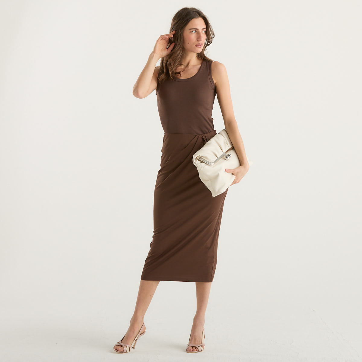 MaxMara gonna midi pieghe marrone