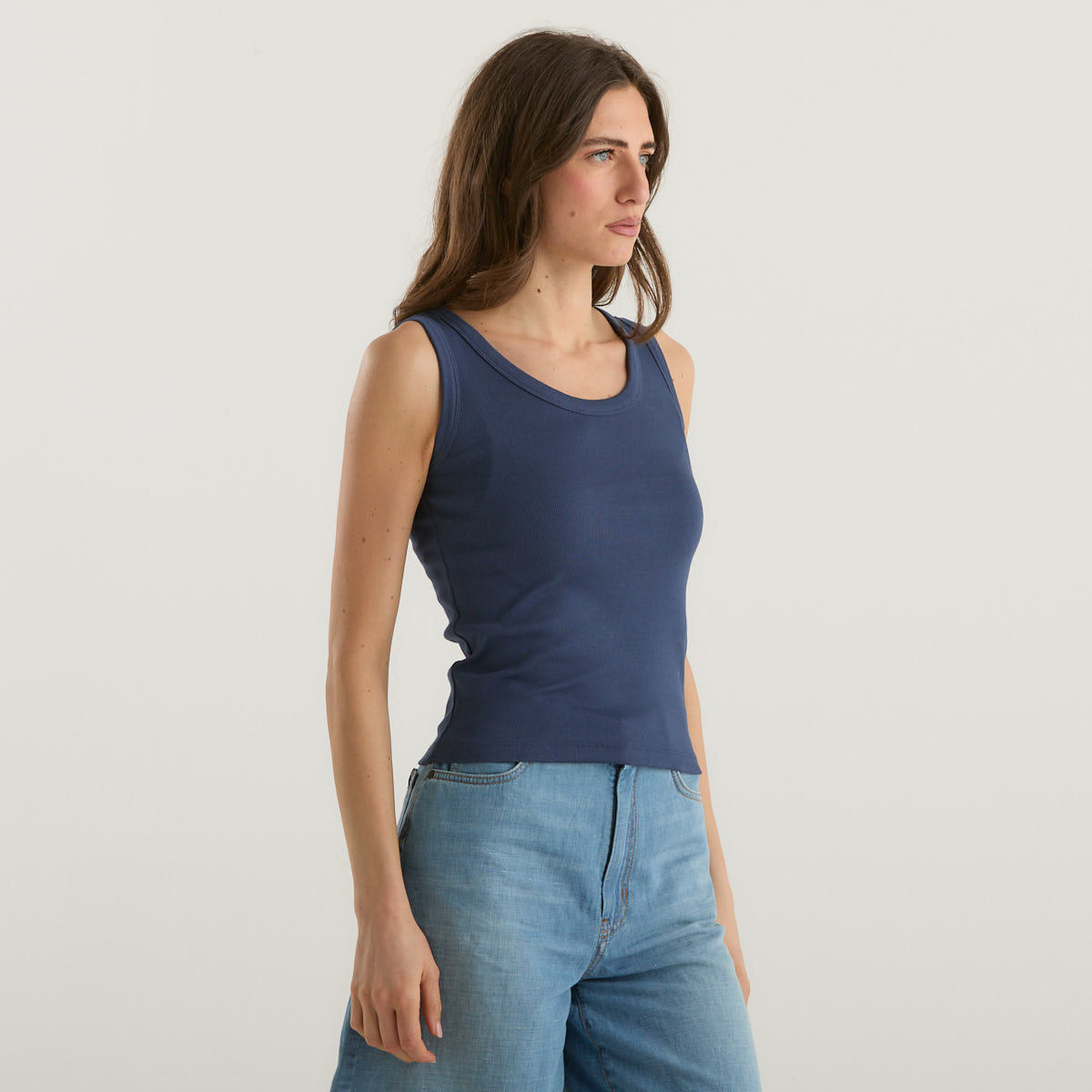 MaxMara top smanicato blu