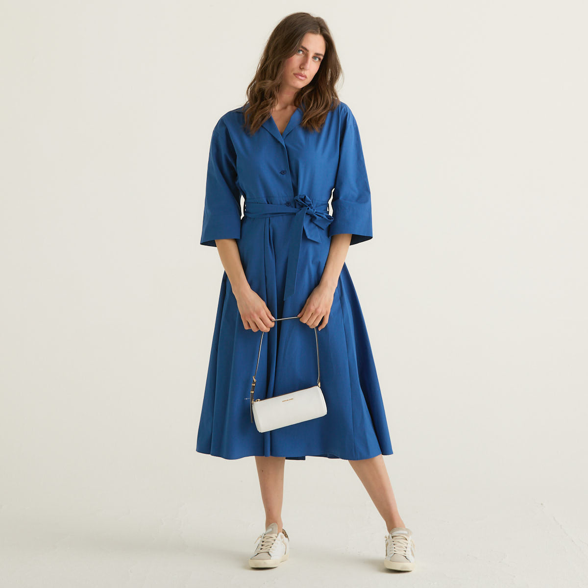MaxMara abito chemisier in popeline di cotone blu