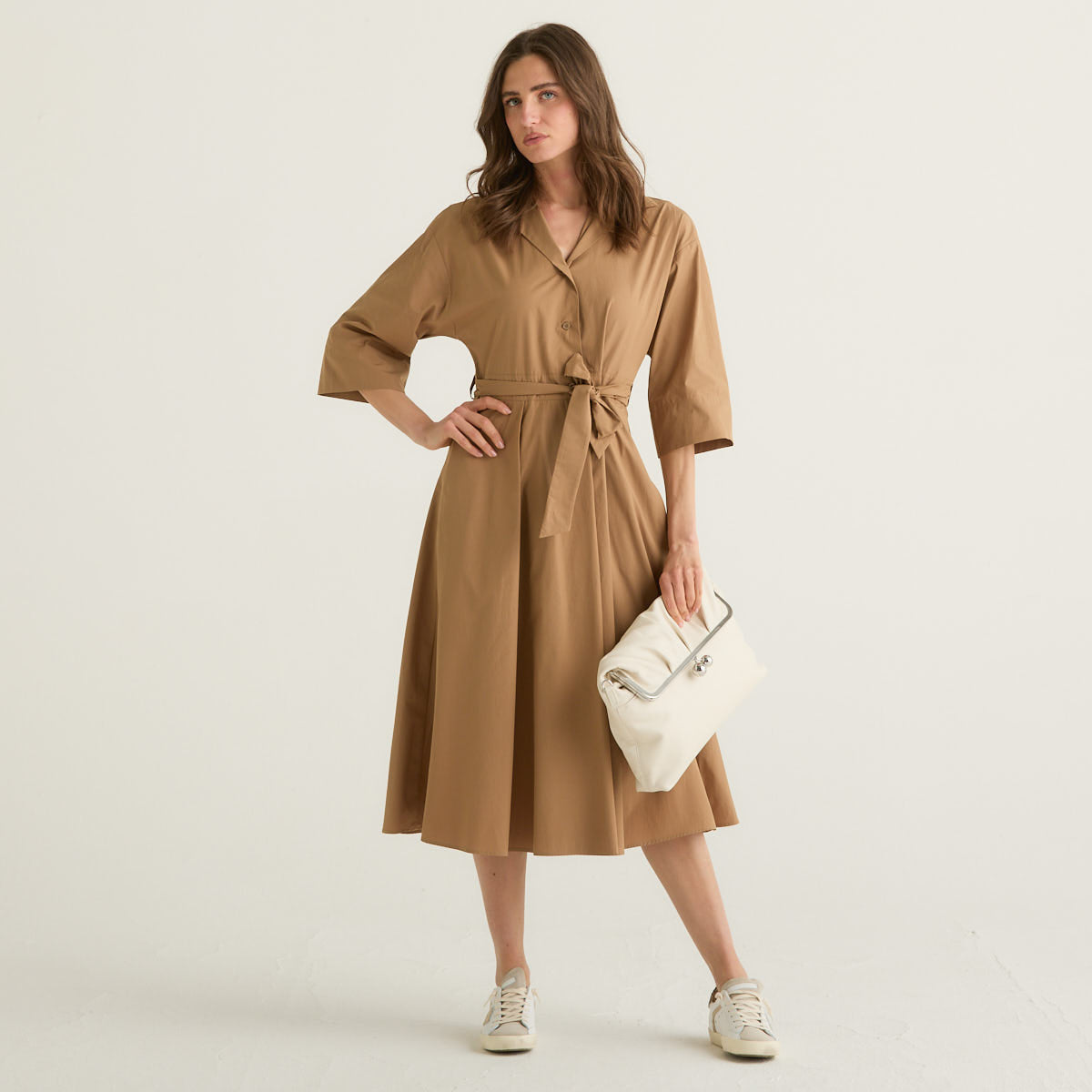 MaxMara abito chemisier midi cuoio