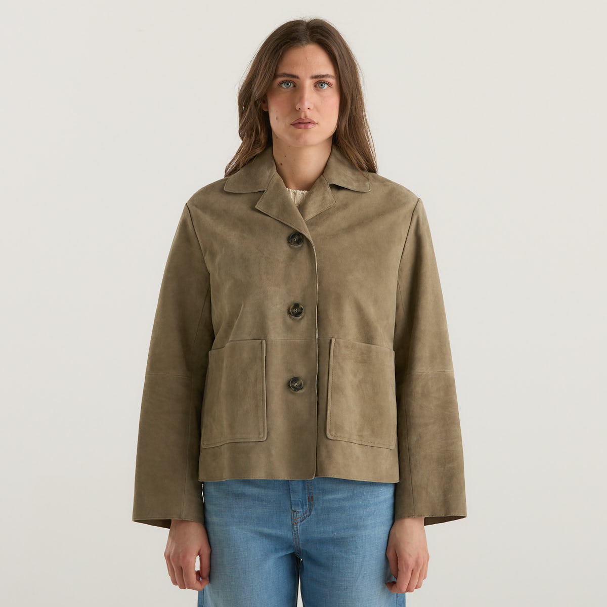 MaxMara giacca crop in sude fango