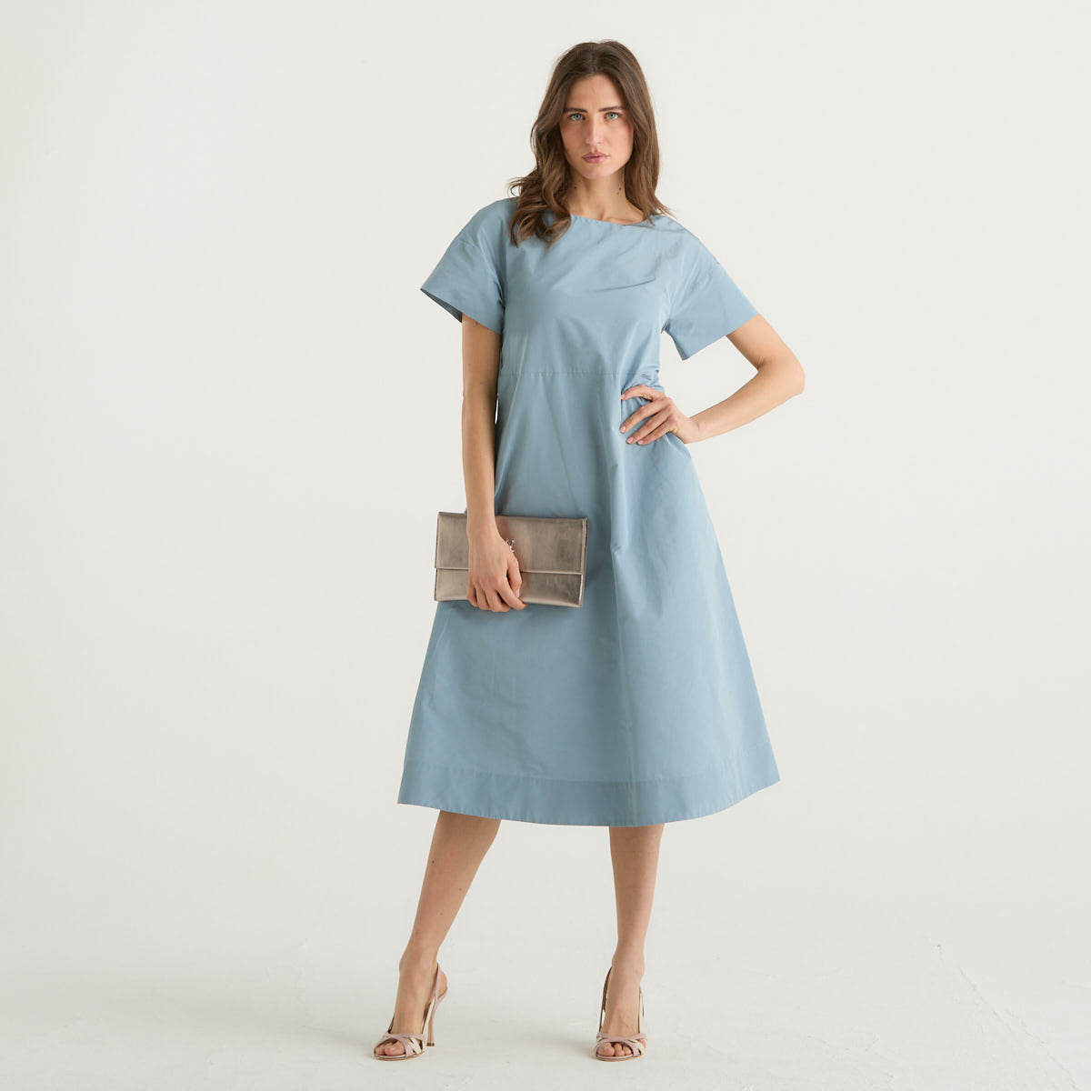 MaxMara abito svasato in taffetà azzurro