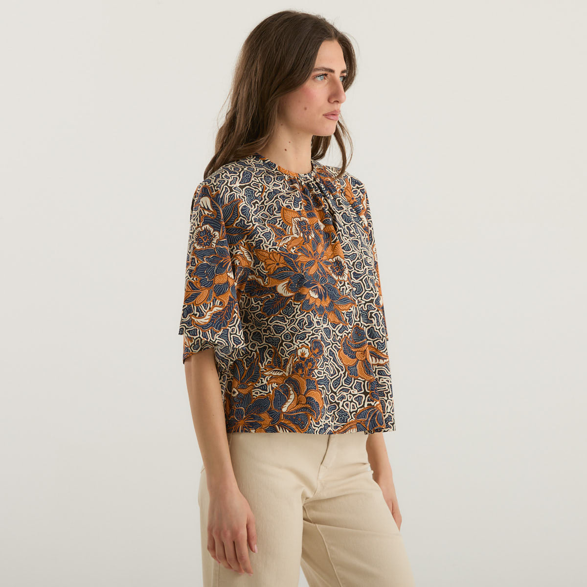 MaxMara blusa in popeline multicolor