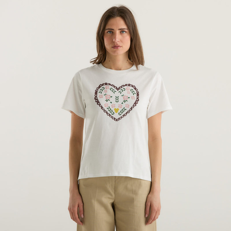 MaxMara t-shirt bianca stampa grafica cuore