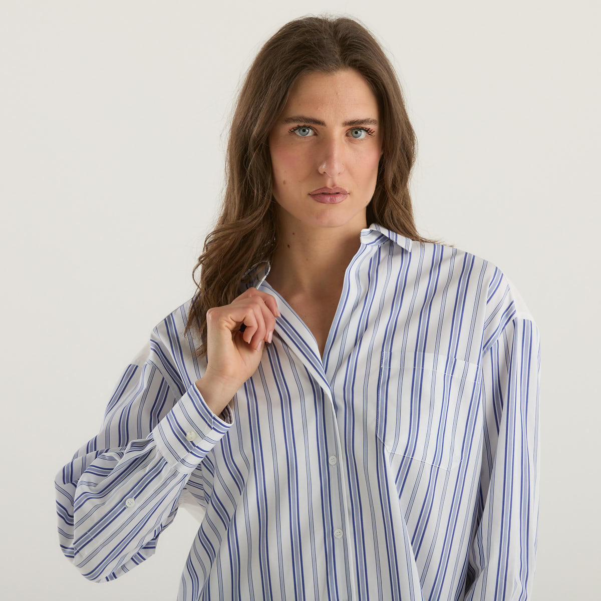 MaxMara camicia a righe e pizzo Sangallo