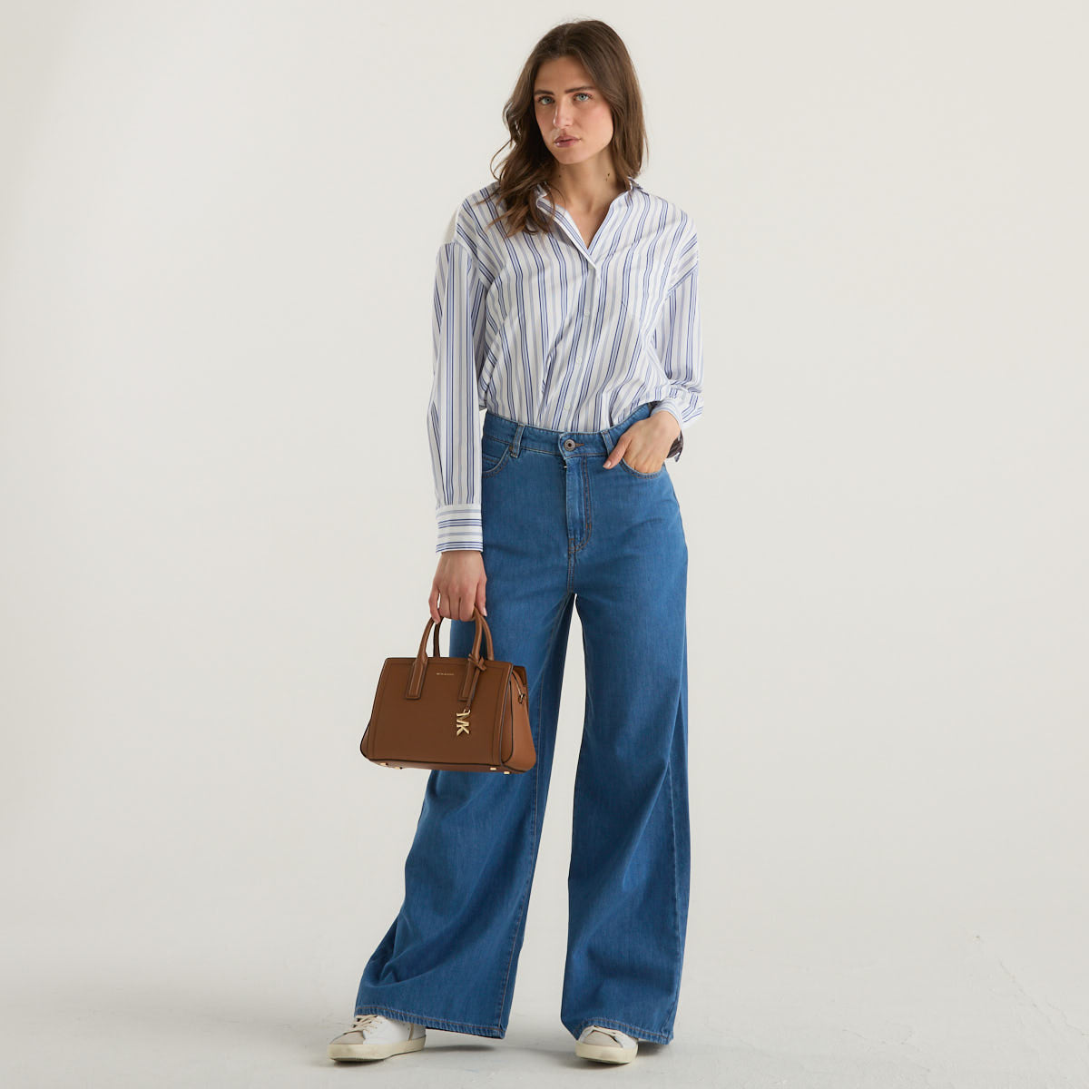 MaxMara camicia a righe e pizzo Sangallo