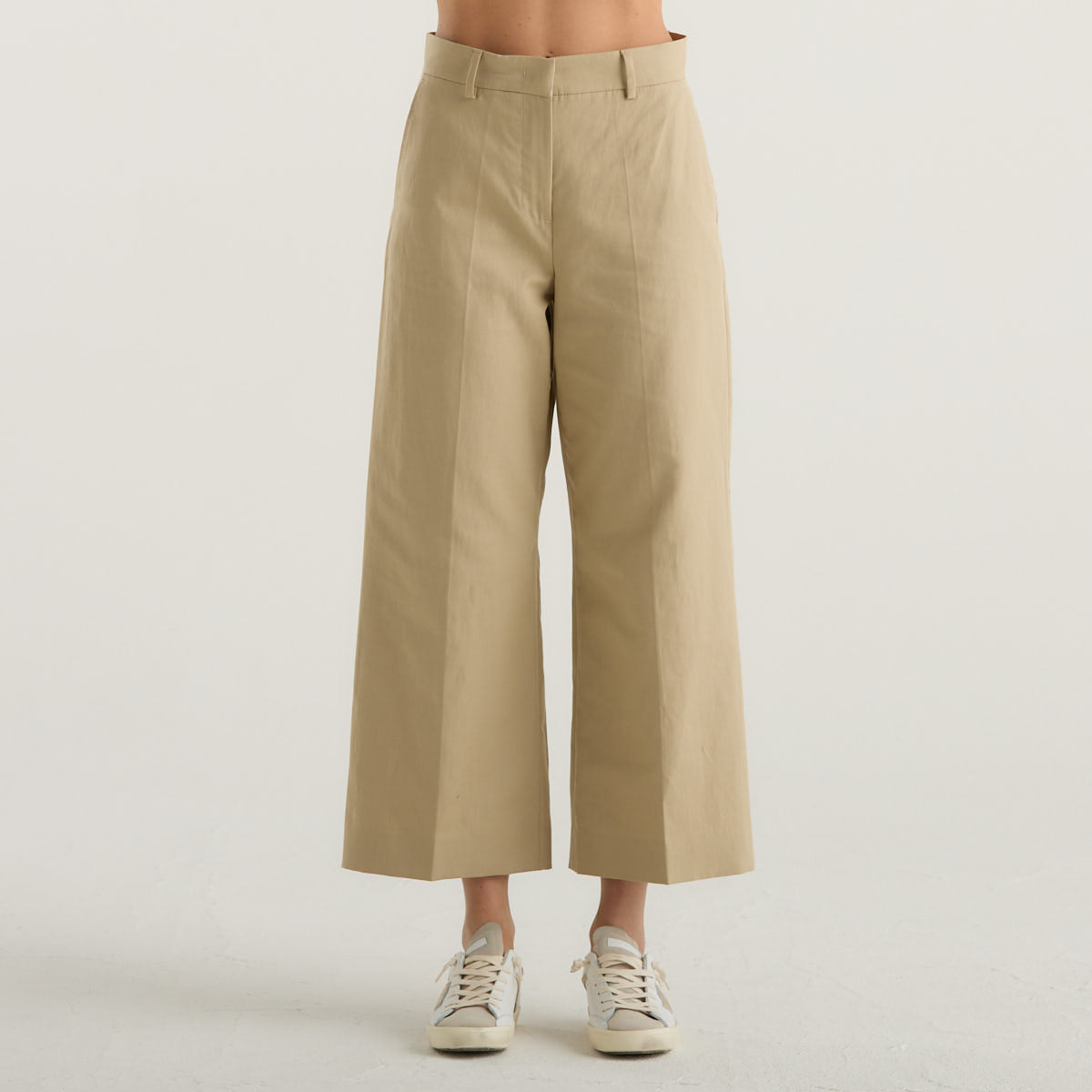 MaxMara pantalone canvas e lino beige